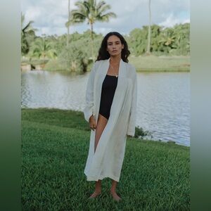 Women's Pondichérie Off-White Long Duster - SHAILA BEACH COAT - XS/S